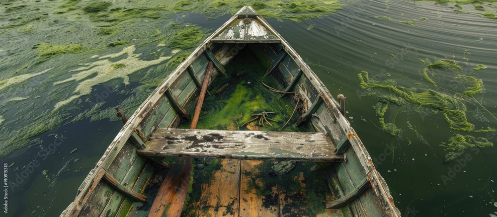 An old rowboat s swivel and scull are seen in a close up image with the ...