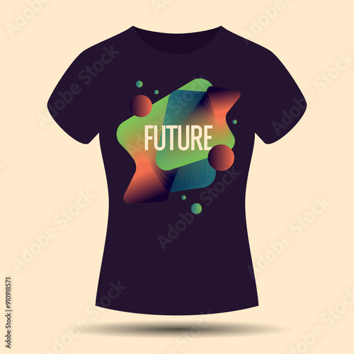 The pattern on the clothes. Print on the T-shirt. Modern fashion illustration. A vector graphic image. A template for placing an illustration on clothes. The inscription is future.