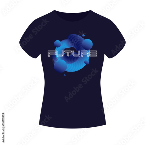 The pattern on the clothes. Print on the T-shirt. Modern fashion illustration. A vector graphic image. A template for placing an illustration on clothes. The inscription is future.