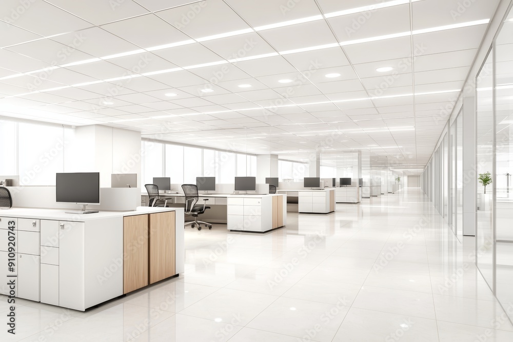 Modern office interior featuring bright spaces, sleek furniture, and minimalistic design for a productive work environment. Modern office interior featuring bright spaces, sleek furniture, and minimalistic design for a productive work environment.