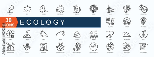 Ecology Icon Collection Set.