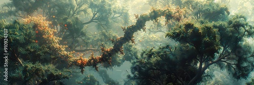 Wallpaper Mural DNA Tape Around Tree. Biology, Nano Research, Science, DNA, plants, genetic tree. symbol, genus, banner. copy space Torontodigital.ca