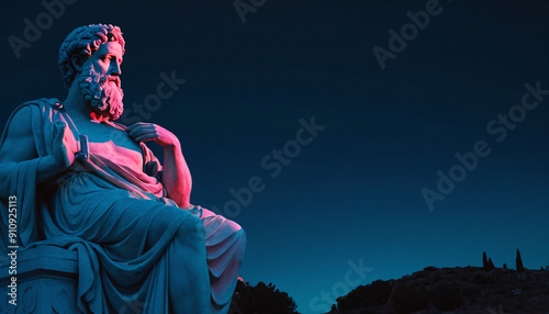 Stoic greek philosopher thinking statue
