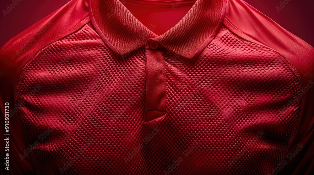 A Red Fabric Sport Clothing Football Jersey With Air Mesh Texture Background, Highlighting The Design, Wallpaper Pictures, Background Hd