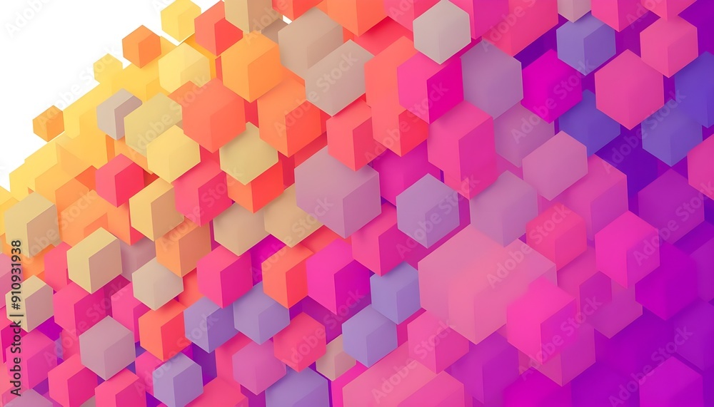 A stylish abstract background with a cascade of overlapping cubic shapes in a spectrum of bright colors, giving a sense of depth and movement A stylish abstract background with a cascade of overlapping cubic shapes in a spectrum of bright colors, giving a sense of depth and movement
