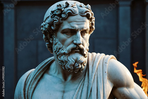 Stoic greek philosopher thinking statue