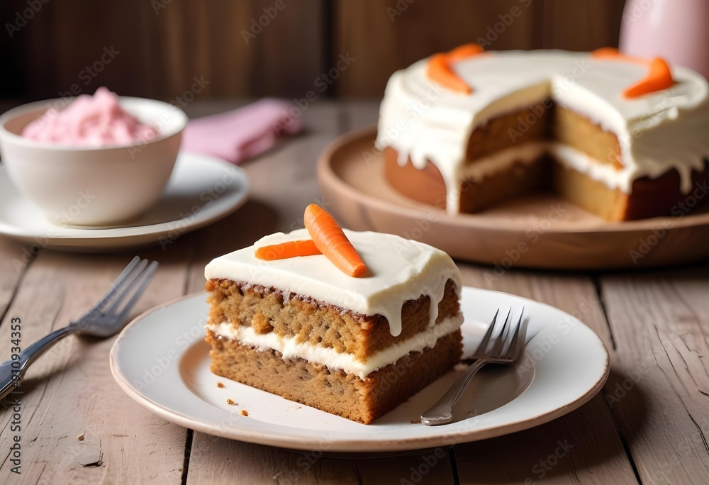 Carrot cake with a smooth glaze, combining the rich flavor of carrots with the sweetness of the topping