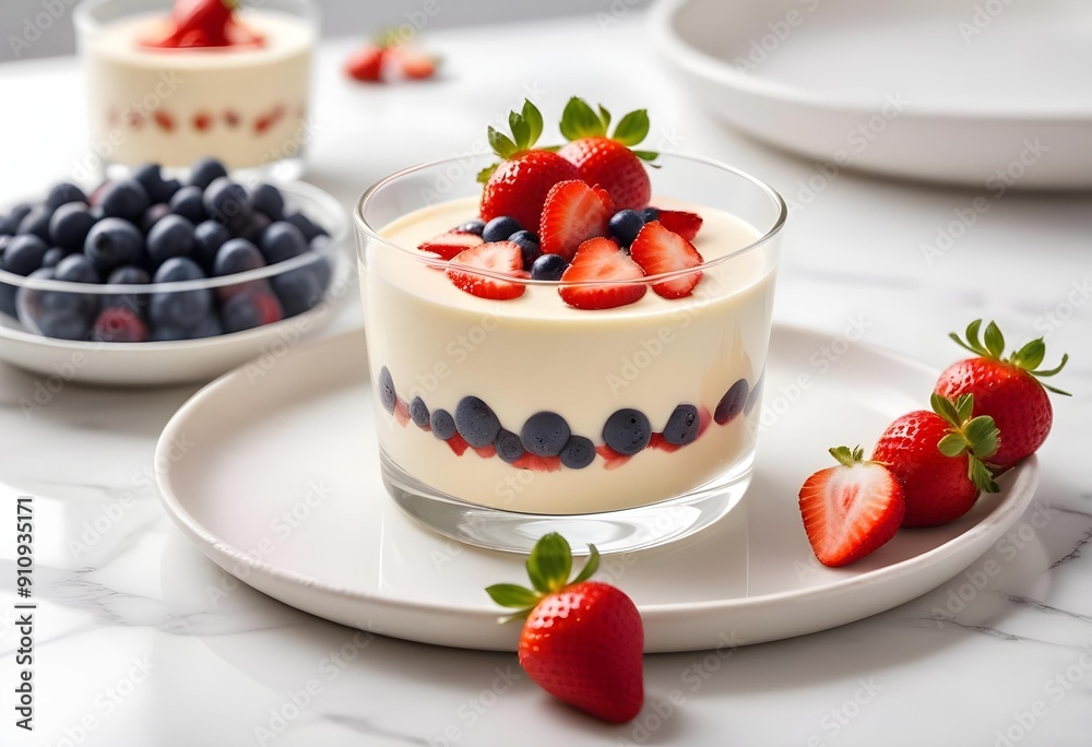 Fresh fruit dessert served in a glass bowl, perfect for a healthy and light snack. Colorful pieces of seasonal fruits are carefully arranged Fresh fruit dessert served in a glass bowl, perfect for a healthy and light snack. Colorful pieces of seasonal fruits are carefully arranged