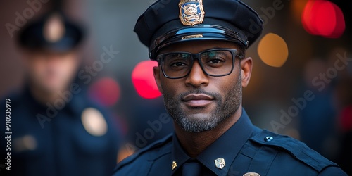 Heroic Police Officer Serving the Community: 4K AI-Generated Wallpaper for Law Enforcement Marketing. Dynamic Illustration of Dedicated Cop in Action, Symbolizing Protection and Public Service. Ideal 