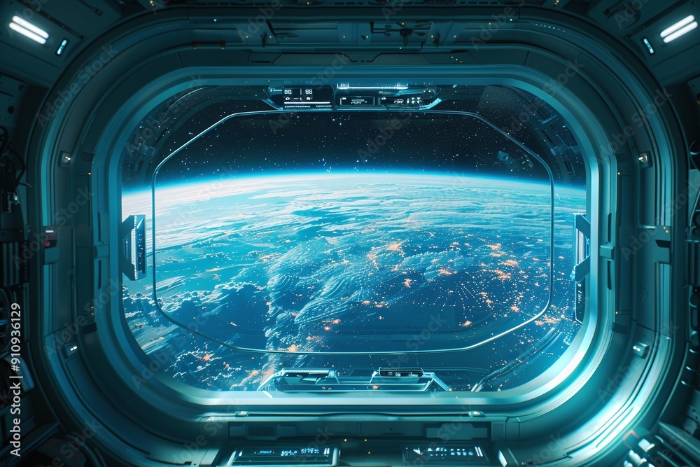 ai generative view from the spaceship window ai generative view from the spaceship window