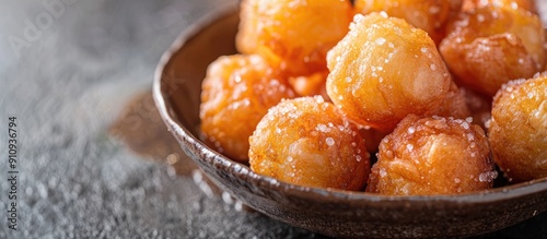 Picture of Karinto a Japanese deep fried brown sugar snack on a table with copy space image photo