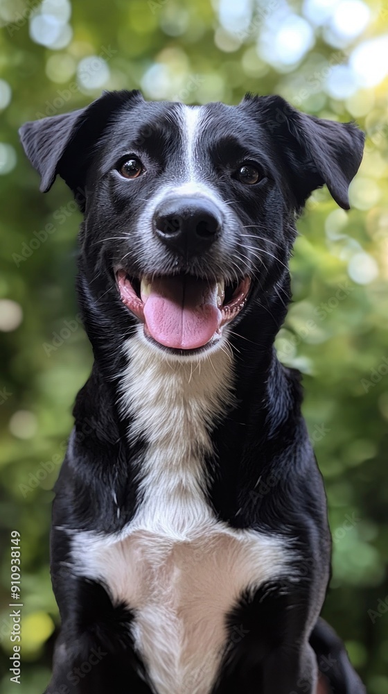 Black and white portrait of a happy Border Collie dog Generative AI Black and white portrait of a happy Border Collie dog Generative AI