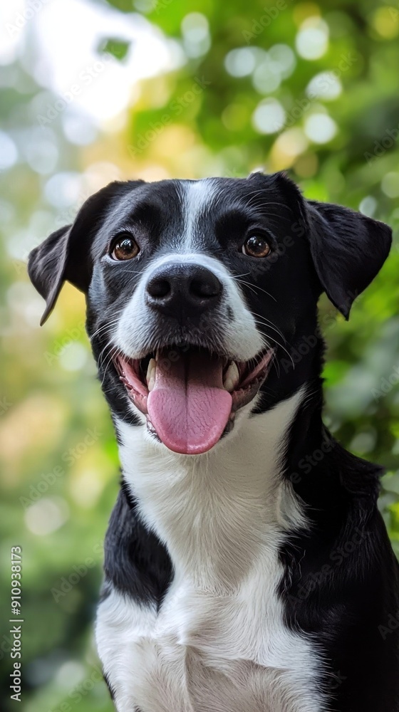 Black and white portrait of a happy Border Collie dog Generative AI Black and white portrait of a happy Border Collie dog Generative AI