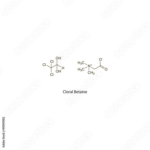 Cloral Betaine flat skeletal molecular structure Anxiolytic drug used in insomnia treatment. Vector illustration scientific diagram.