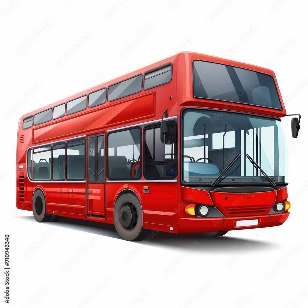 Red Double-Decker Bus on White Background Red Double-Decker Bus on White Background