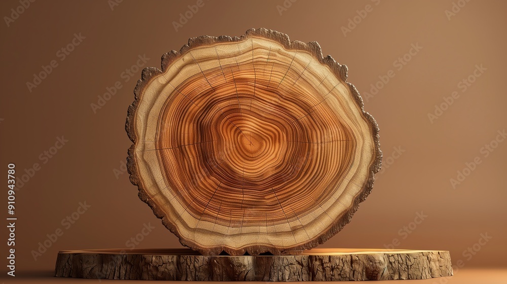 Close-up of a beautiful wooden tree trunk cross-section showcasing intricate rings on a rustic background. Close-up of a beautiful wooden tree trunk cross-section showcasing intricate rings on a rustic background.