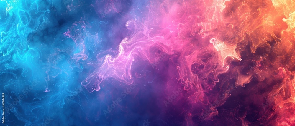 Vibrant abstract background with swirling colorful smoke blending blue, pink, and orange hues, creating an atmospheric artistic effect. Vibrant abstract background with swirling colorful smoke blending blue, pink, and orange hues, creating an atmospheric artistic effect.