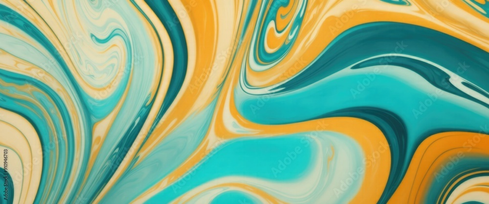 Luxurious marbling Yellow, paint swirls in beautiful teal and orange colors abstract background with waves Luxurious marbling Yellow, paint swirls in beautiful teal and orange colors abstract background with waves