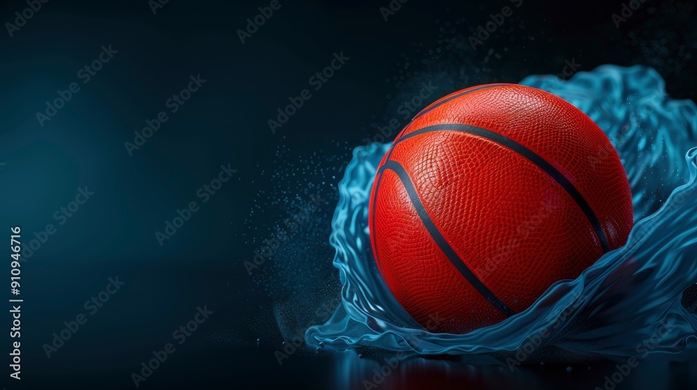 Fototapeta premium A Basketball On A Black Background With Dynamic Abstract Lights, Wallpaper Pictures, Background Hd