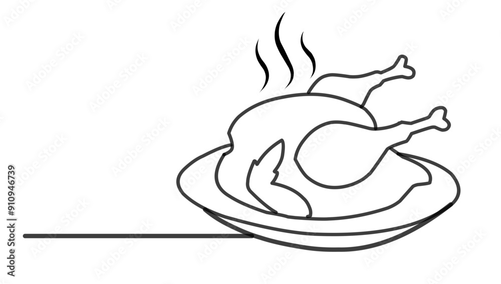 Oven Roasted Turkey in Pan with fresh Vegetable Concept, Thanksgiving Day dinner Vector line Design, Harvest festival Symbol, Secular holiday Sign, Religious and cultural traditions Stock Illustration Oven Roasted Turkey in Pan with fresh Vegetable Concept, Thanksgiving Day dinner Vector line Design, Harvest festival Symbol, Secular holiday Sign, Religious and cultural traditions Stock Illustration