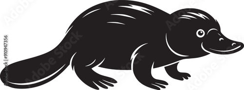 Platypus Silhouette isolated on white background Minimalist Platypus vector shape icon