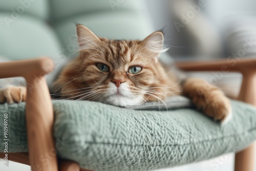 Wallpaper Mural Cat lounging in a plush pet bed Torontodigital.ca