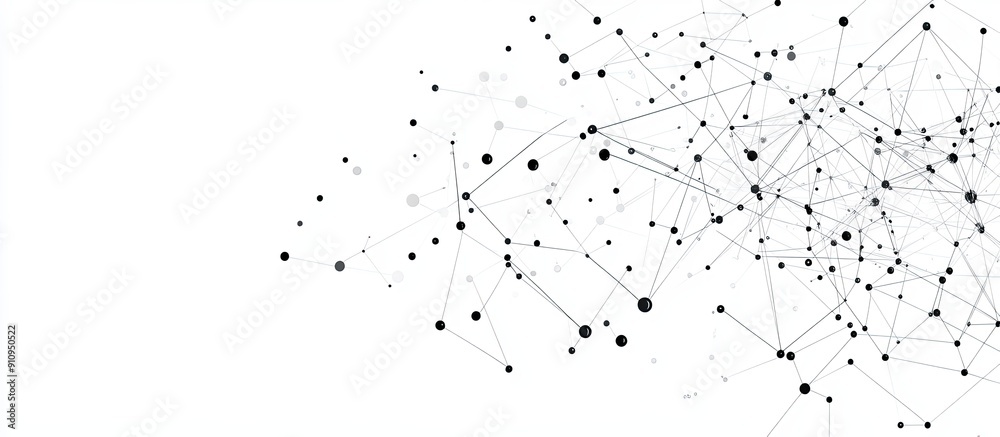 Minimalistic design featuring interconnected dots and lines Abstract geometric background illustrating concepts of science and technology