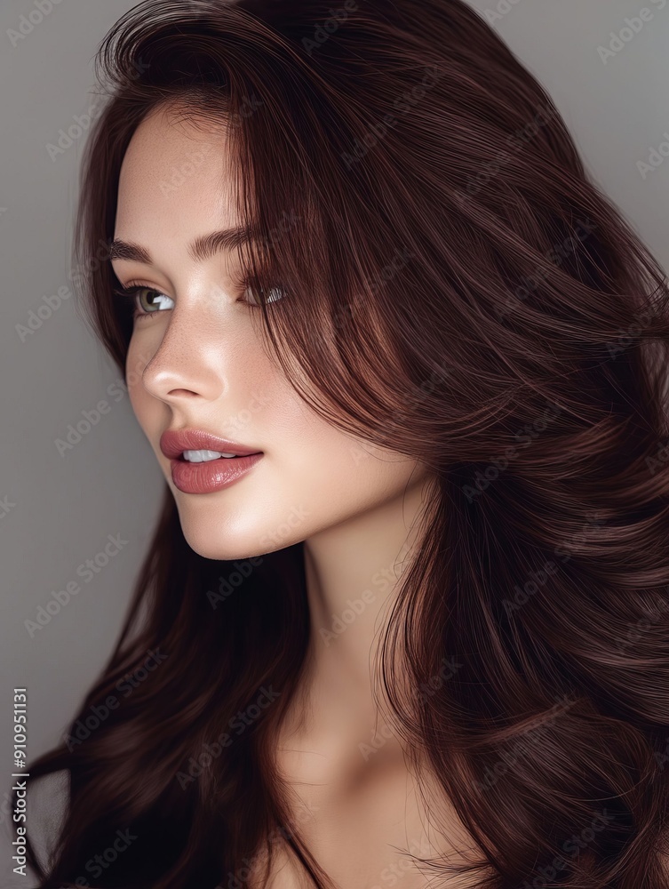 A woman with long brown hair is posing for a picture A woman with long brown hair is posing for a picture