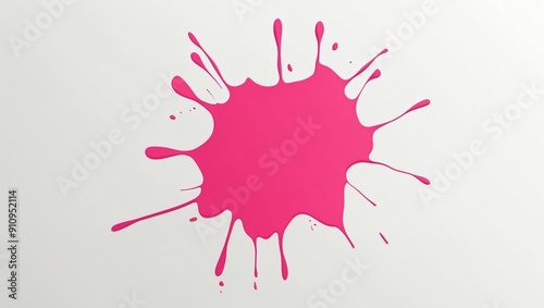 flat aesthetic single pink paint splat isolated on whi background