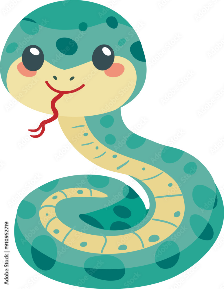 Fototapeta premium 巳年の青緑色の蛇のイラスト