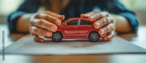 Car insurance contract document over hands Shadow Shield icon Protection motion graphic photo