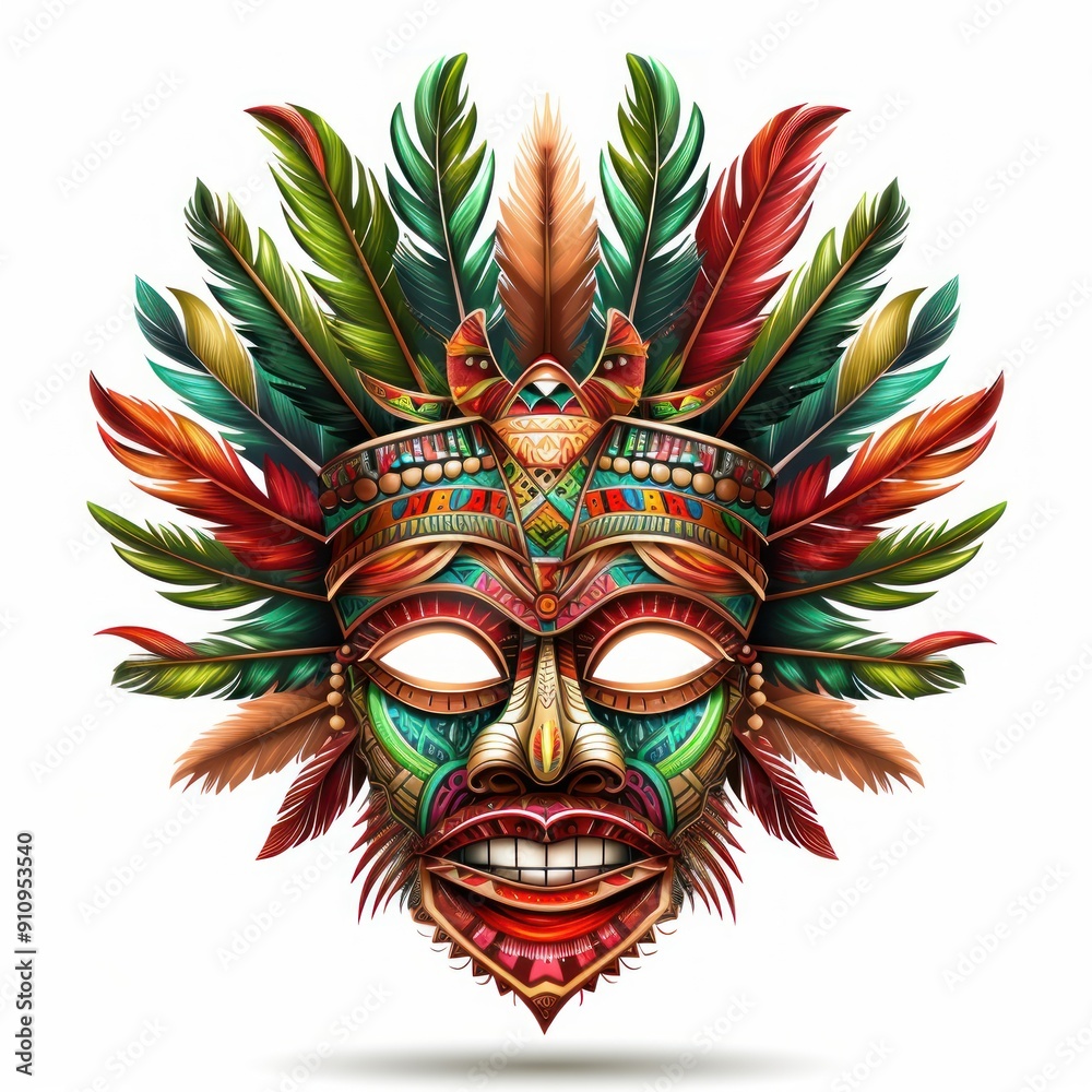 Ornamental Tribal Mask with Feathers Ornamental Tribal Mask with Feathers