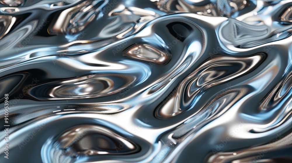Smooth flowing liquid metal surface with a glossy finish Smooth flowing liquid metal surface with a glossy finish
