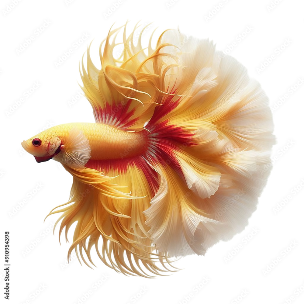 Fototapeta premium Delicate Yellow Betta Fish with Red Tips