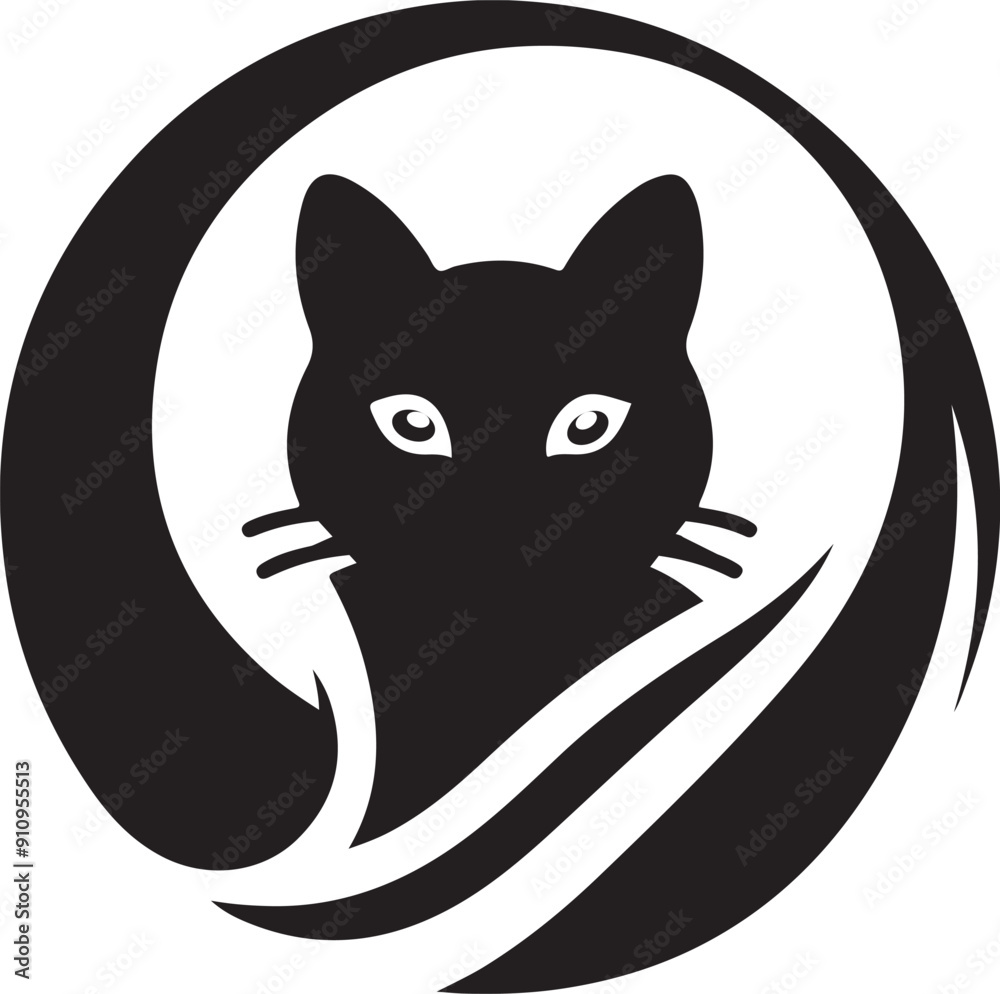 Naklejka premium Silhouette black cat vector illustration for logo, symbol or icon. cat silhouette with white background