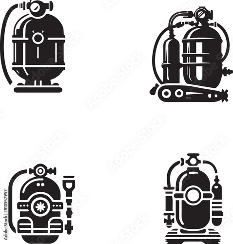 scuba tank silhouette isolated on white background 