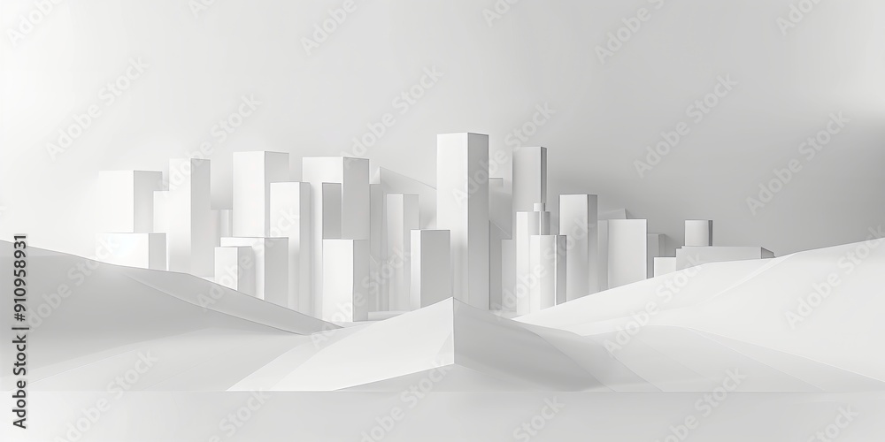 Abstract background with city skyline silhouette and a minimalist white design with light shadows and geometric shapes, modern and clean, minimalistic composition. Abstract background with city skyline silhouette and a minimalist white design with light shadows and geometric shapes, modern and clean, minimalistic composition.