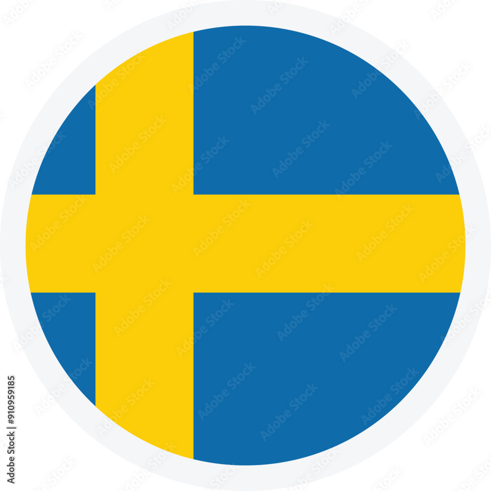Sweden flag. Circle icon on transparent background. Vector icon, EPS10 Sweden flag. Circle icon on transparent background. Vector icon, EPS10