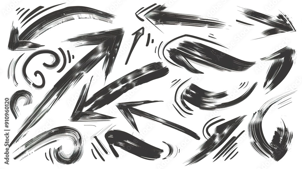 Abstract brush strokes and swirls in monochrome. Abstract brush strokes and swirls in monochrome.