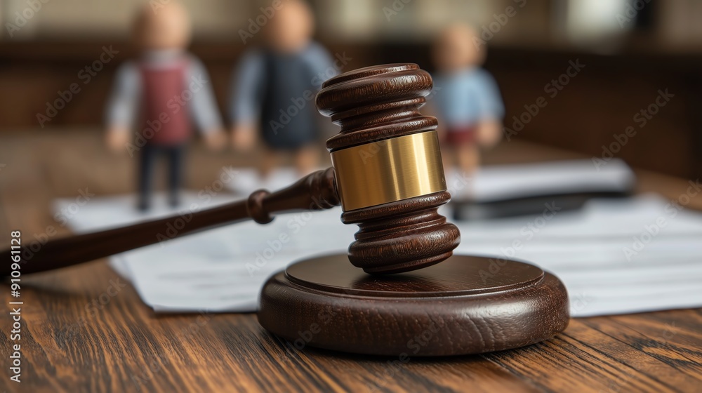 Family Law Attorney with legal paperwork and a gavel Judge s hand banging the gavel in a family court Family Law Attorney with legal paperwork and a gavel Judge s hand banging the gavel in a family court