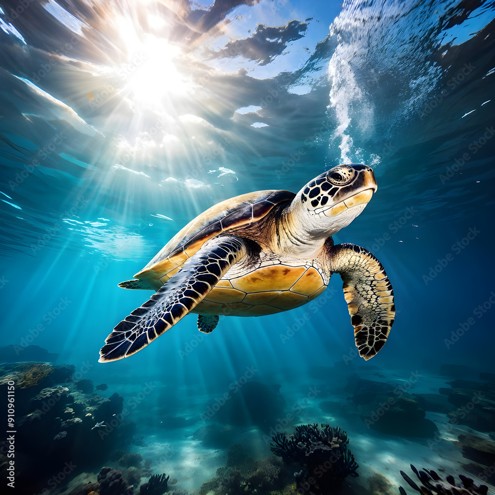 Fototapeta premium sea turtle swimming in the sea
