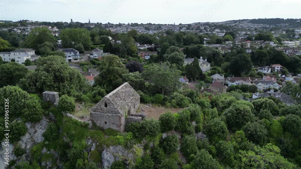 Torquay, Torbay, South Devon, England: DRONE VIEWS: St. Margaret's Chapel. The Chapel is medieval and dates from either the 13th or 14th century. It was listed as a Grade II building in 1952 (Clip 4). Torquay, Torbay, South Devon, England: DRONE VIEWS: St. Margaret's Chapel. The Chapel is medieval and dates from either the 13th or 14th century. It was listed as a Grade II building in 1952 (Clip 4).
