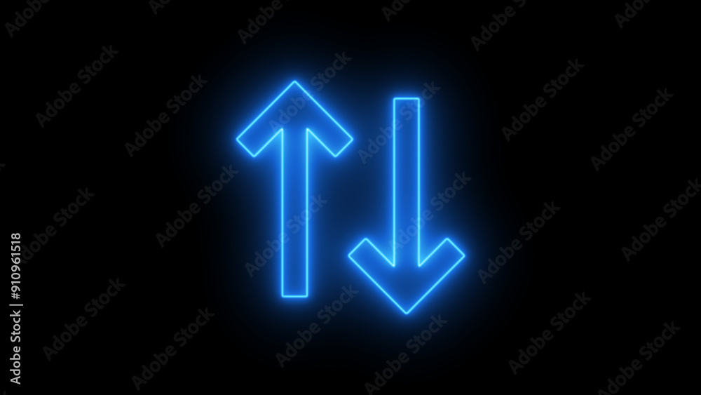 Neon arrow. left arrow icon. Glowing directional arrow. arrow pointer on black background.