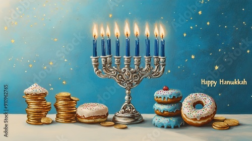 Happy Hanukkah.Festive of lights.vector