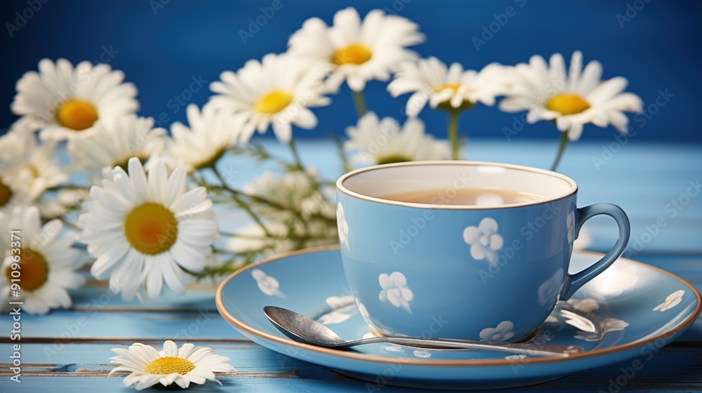 cup of tea and chamomile flowers cup of tea and chamomile flowers