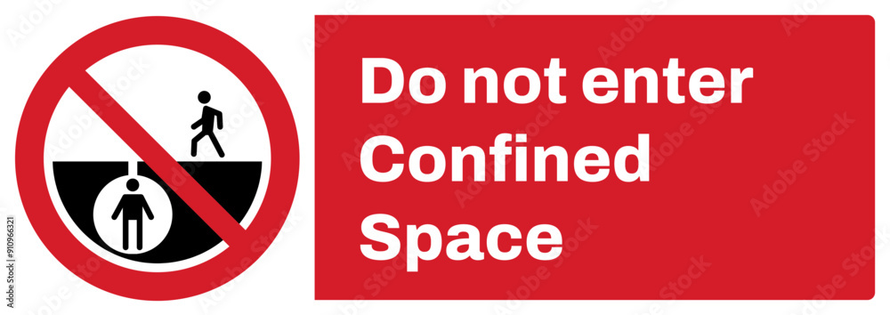 ISO prohibition safety signs v2_do not enter confined landscape size 1/2 a4,a3,a2,a1