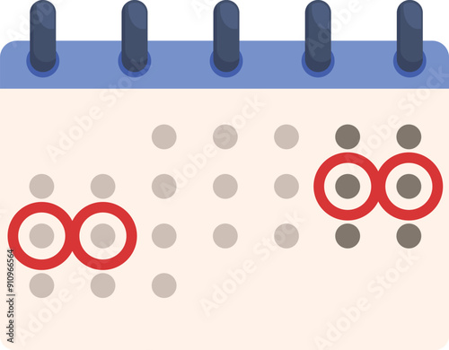 Illustration of a calendar marking ovulation day during a menstrual cycle