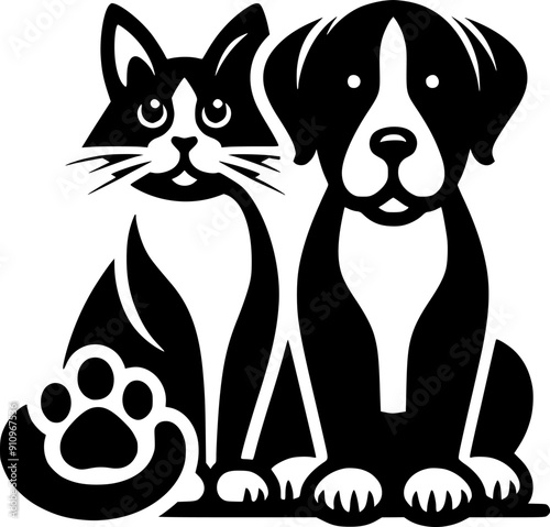 black cat and dog
