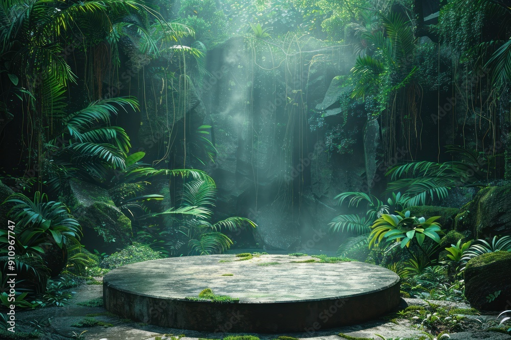 Mystical Jungle Clearing with Stone Platform Mystical Jungle Clearing with Stone Platform