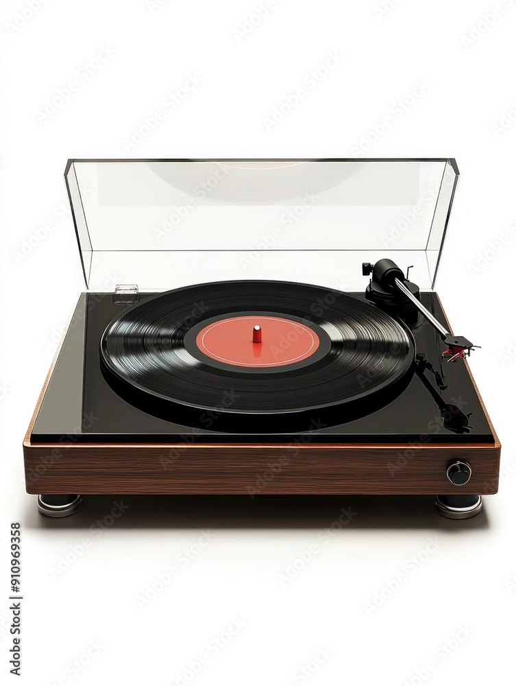 Fototapeta premium Vintage Record Player on Wooden Table